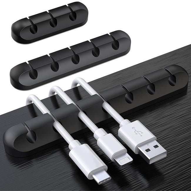 Zestaw 3 samoprzylepnych opasek zaciskowych – 3 rozmiary – Uchwyt na kabel – Kabel ładujący USB – Nadaje się do biura, przy łóżku, w domu