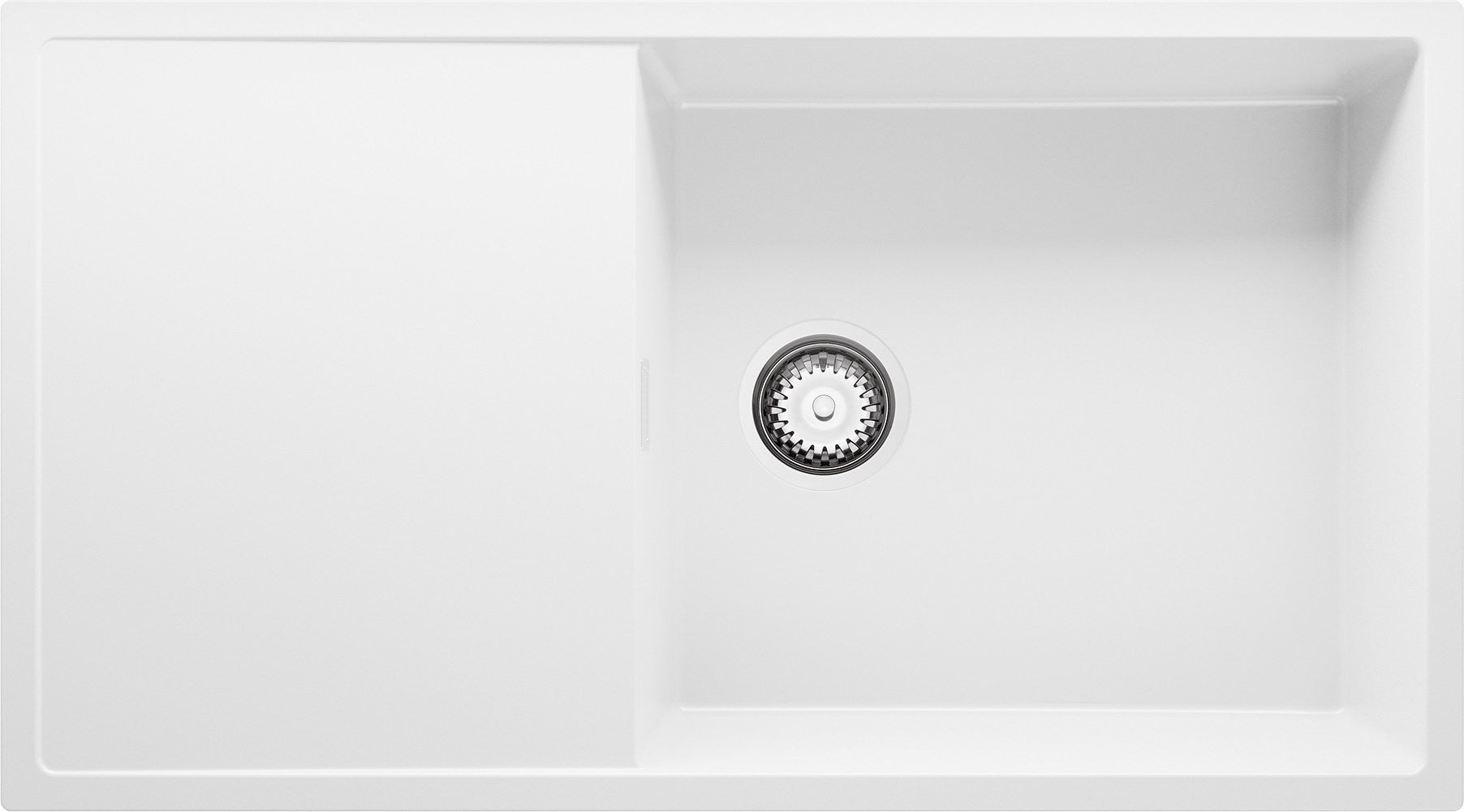 Evier Cuisine en Granit Blanc 90x50cm, Lavabo 1 bac + Kit de Vidage, Évier à Encastrer au meuble 60cm - Ibiza PRIMAGRAN - 2