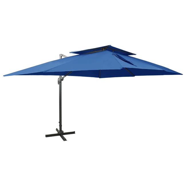 vidaXL Ombrellone a Sbalzo con Doppia Copertura 400x300 cm Azzurro vidaXL Ombrellone a Sbalzo con Doppia Copertura 400x300 cm Azzurro