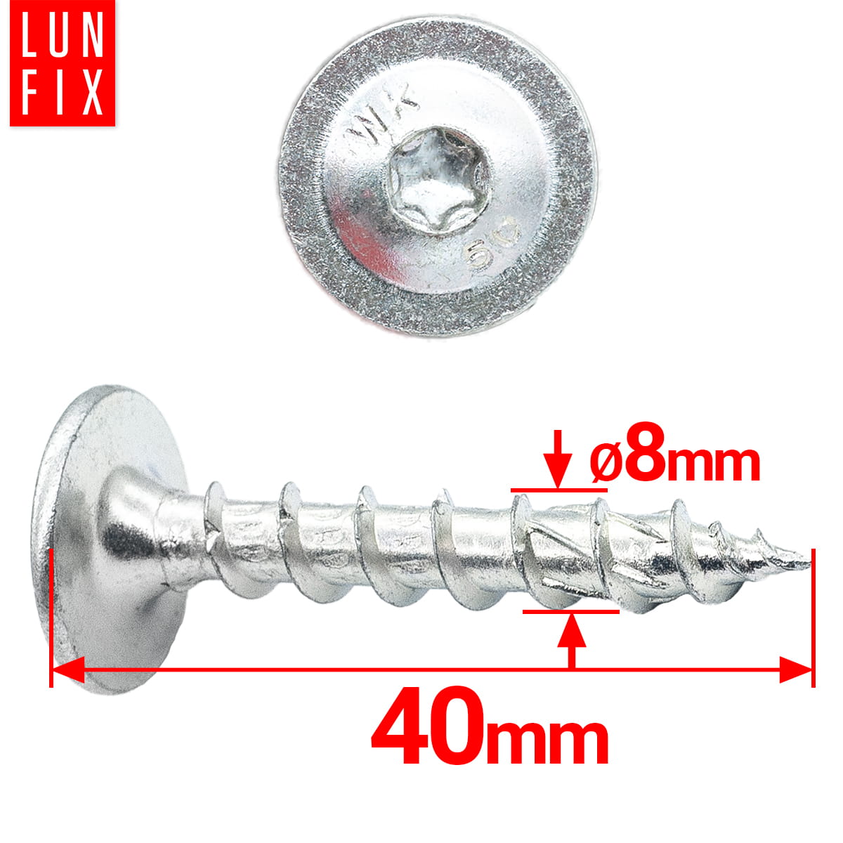 Wkręty do podstaw słupa 8x40mm srebrne 100szt. - 2