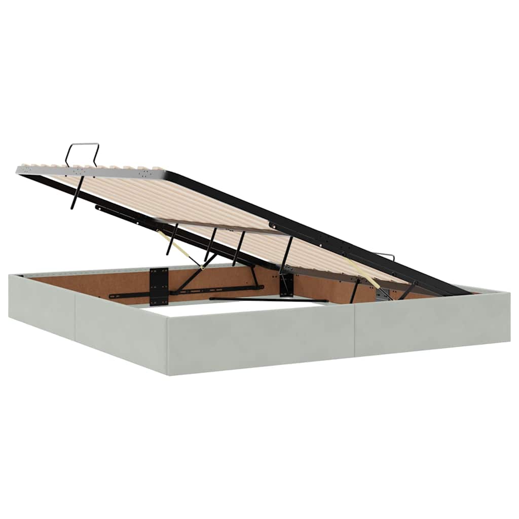 Lit de rangement avec matelas gris clair 160 x 200 cm velours - 6