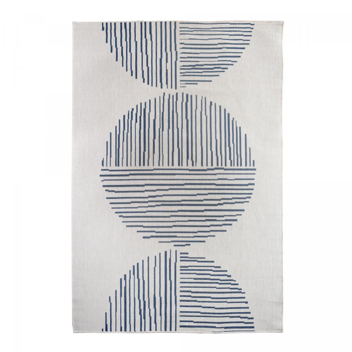 Tapis extérieur, kilim reversible 200x290 LYN2 BL REVERSIBLE bleu et crème - 4