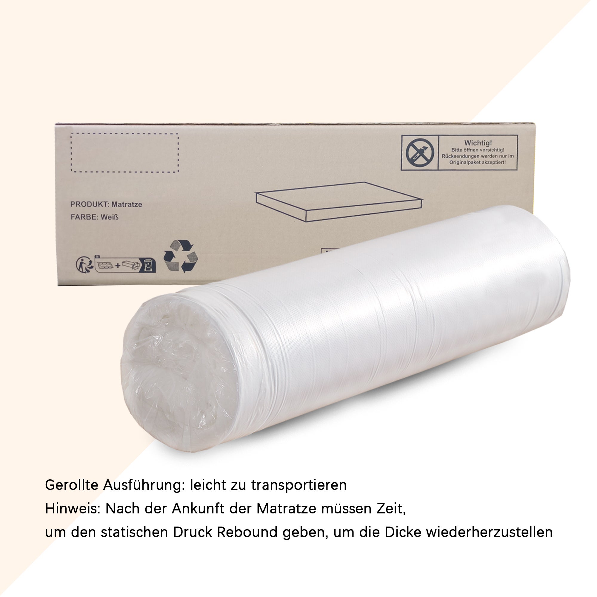 Matelas pliable 140 x 100/200 cm en mousse 23D - Fermeté H3 - Epaissseur 10 cm - Emballage compressé - 6