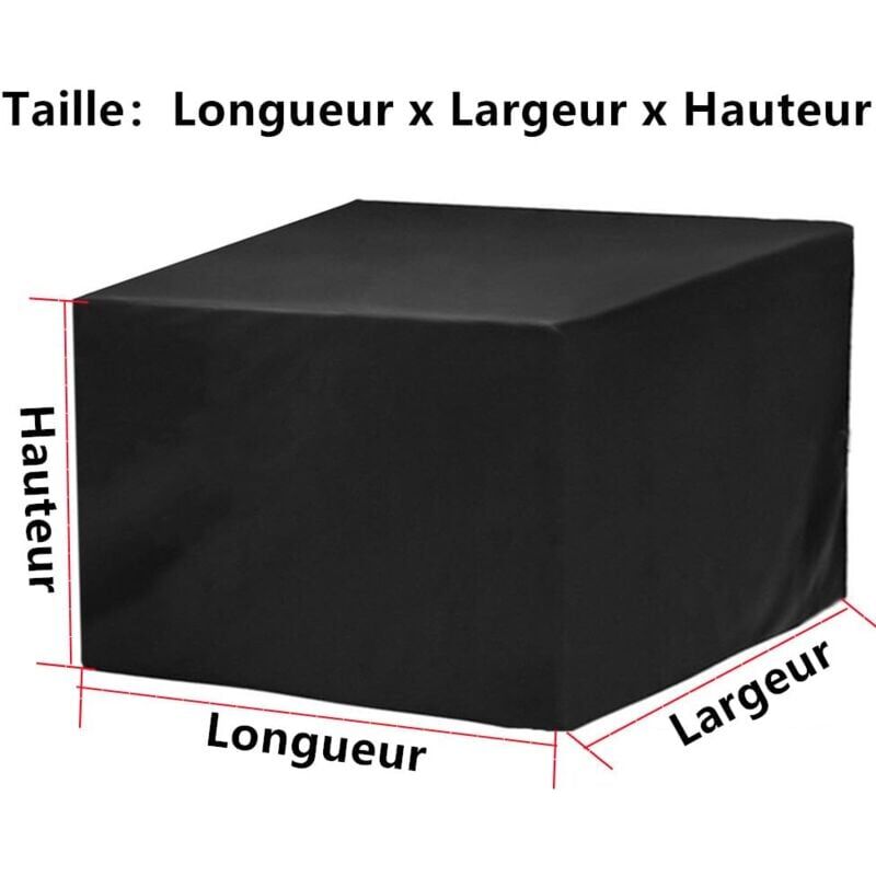 Housse Salon De Jardin Exterieur 110x110x85cm Oxford Housse De Protection De Jardin Imperméable Au Vent Anti-UV Bache Table De Jardin (Noir) - 5