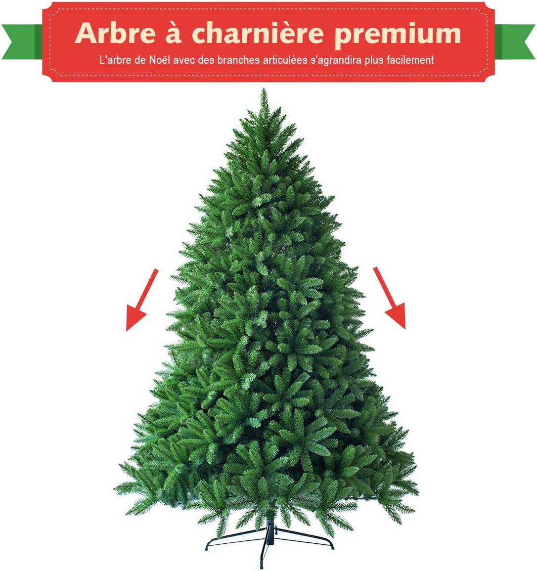 Sapin de Noël Artificiel 180 CM, 1250 Branches, Matériel PVC Arbre de Noël - 2