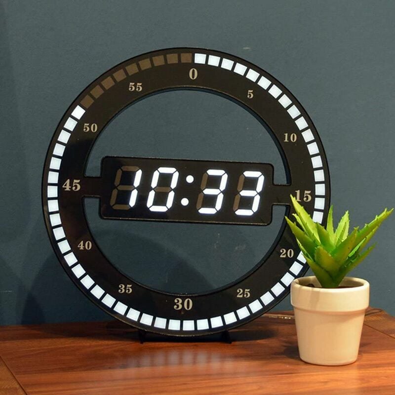 Horloge Numérique Murale Ronde - Heure, Date, Température Et Humidité - Silencieuse Et Magnétique