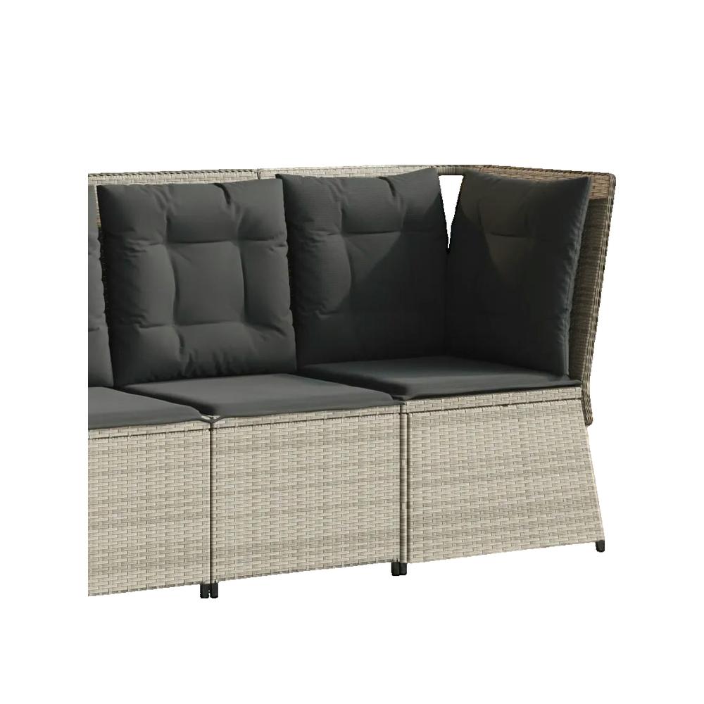 Sofa ogrodowy vidaXL z plecionki szarej z modułowymi poduszkami