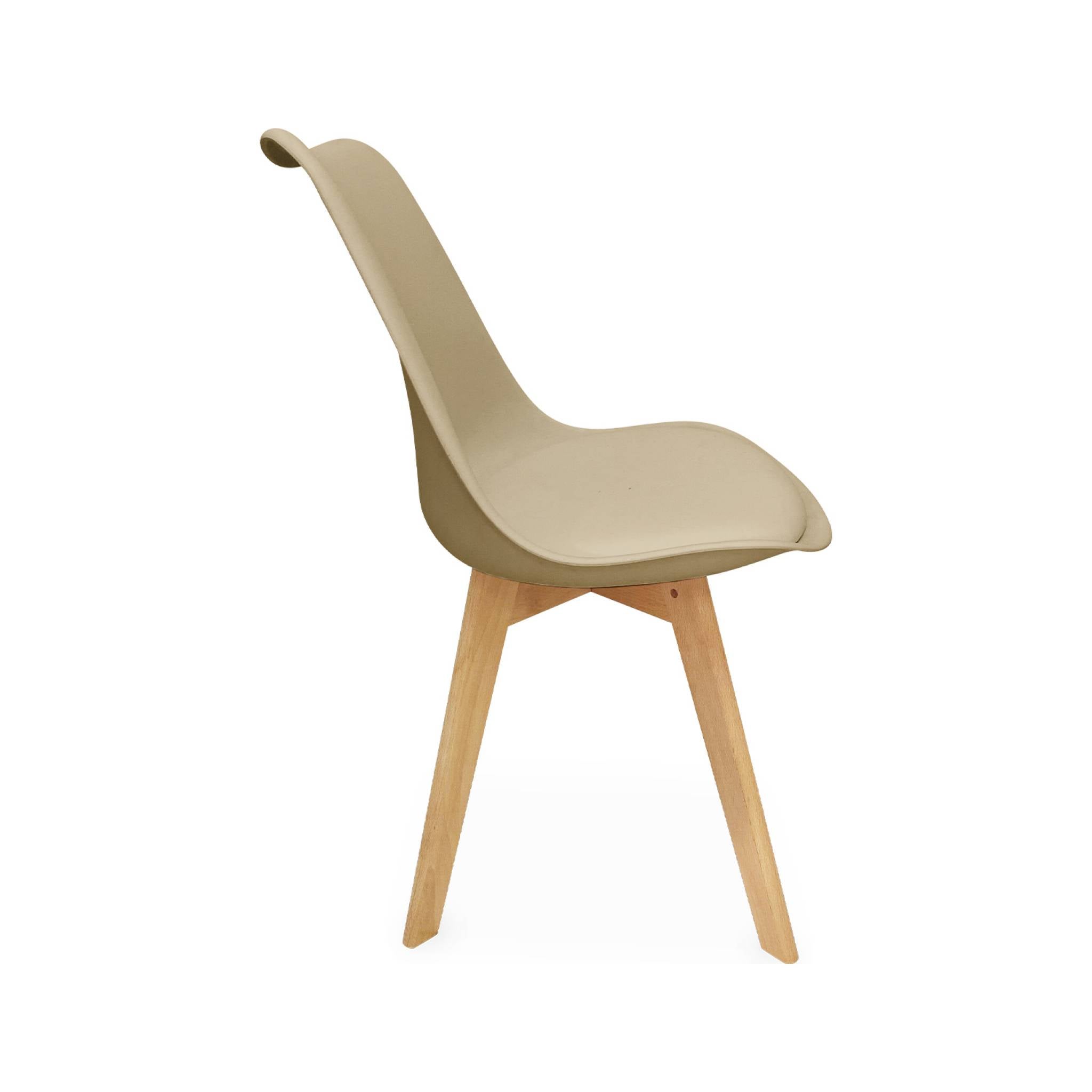 Set 4 sedie scandinave imbottite, gambe in legno , Cappuccino - 6