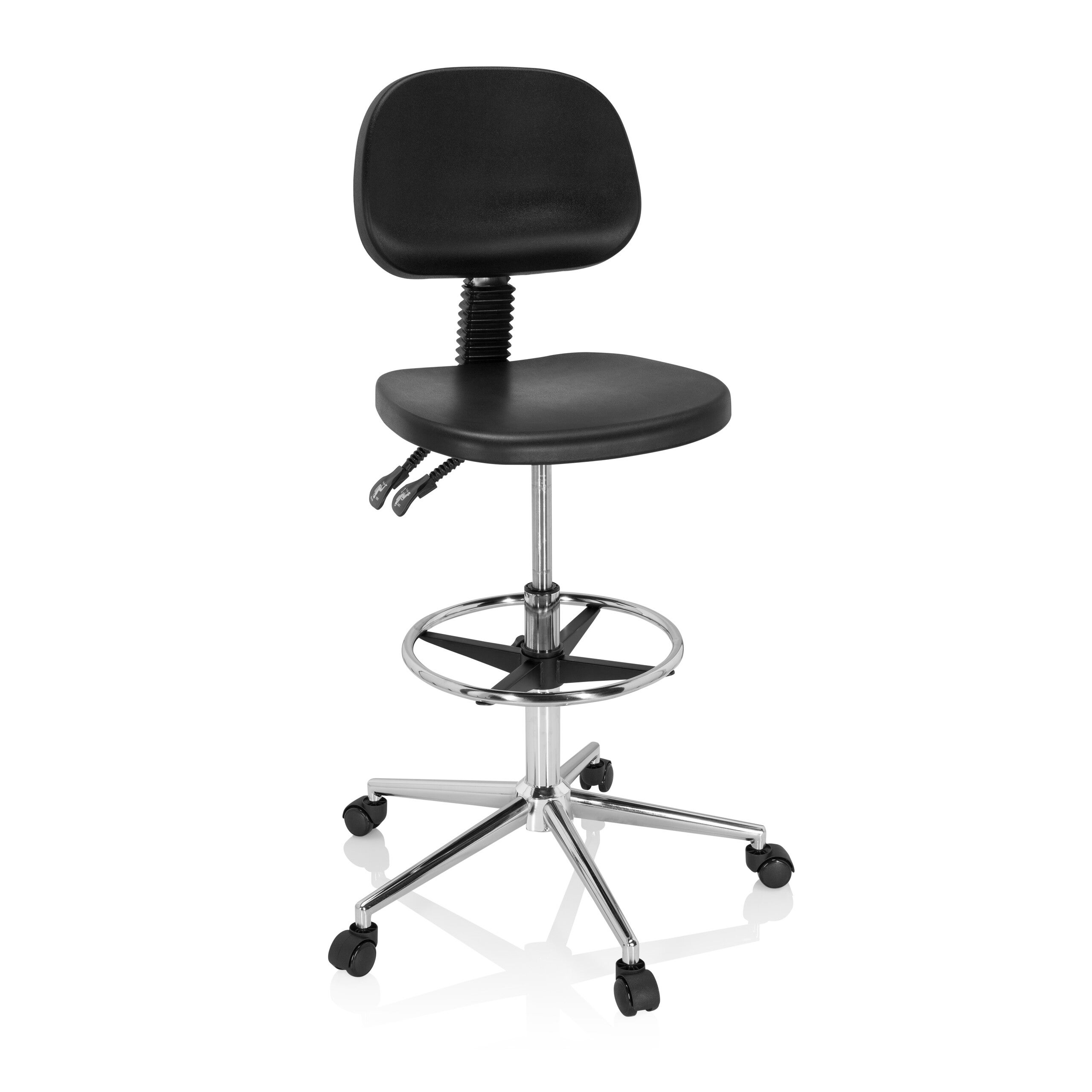 Obrotowy stołek / krzesło robocze TOP WORK 24 I twarda pianka czarny chrom hjh OFFICE