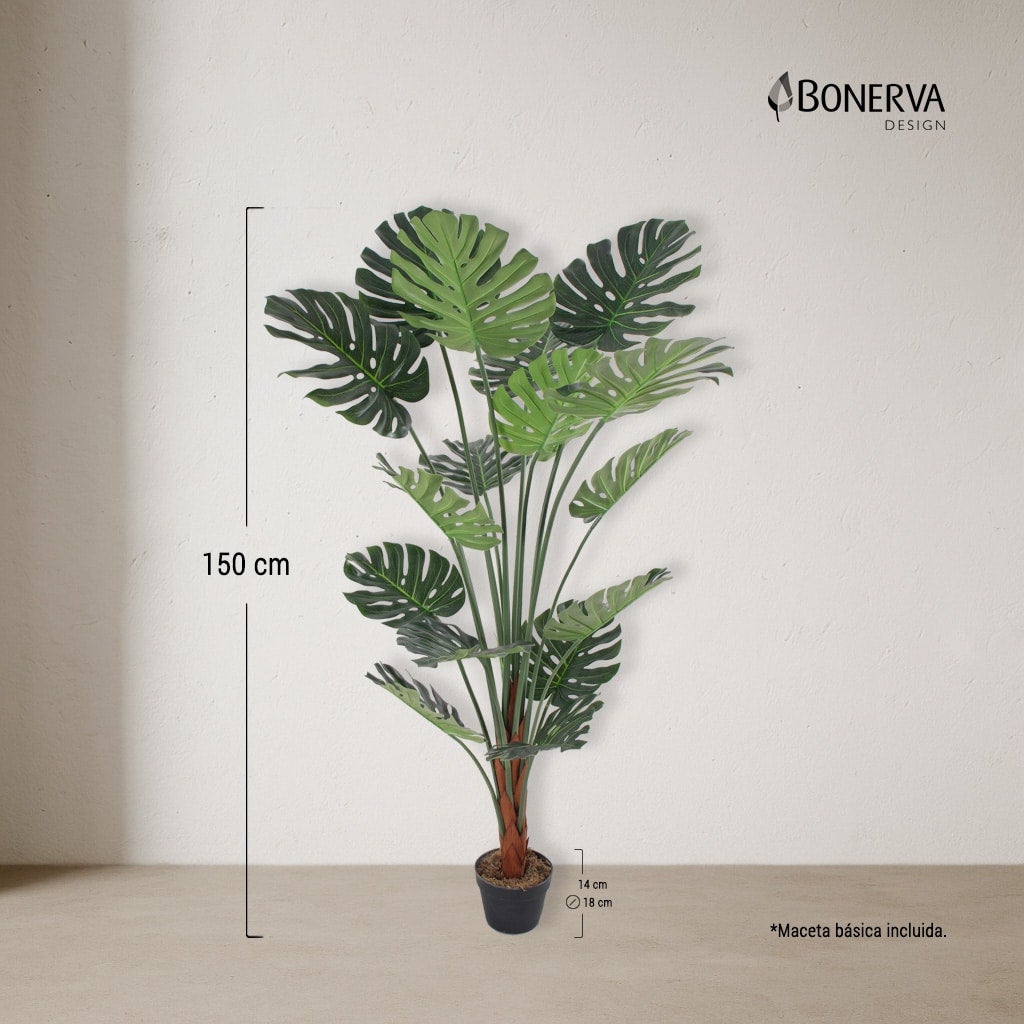 Monstera artificial Deco 150 cm Bonerva | Planta artificial alta para decorar interiores en hogares, negocios y hoteles | Sin mantenimiento - 7
