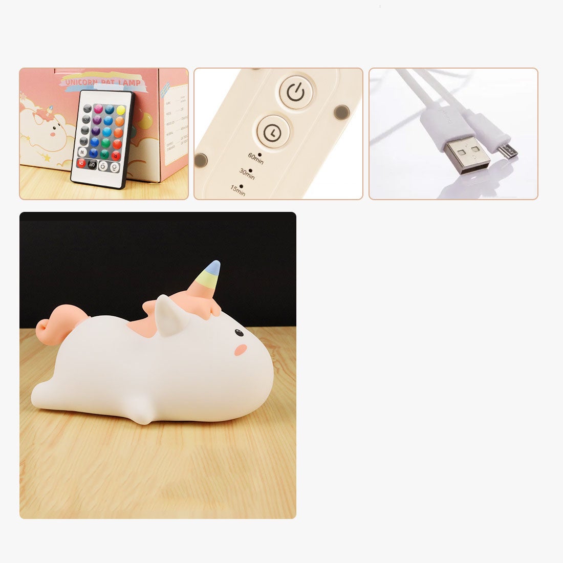 Luce Notturna Unicorno In Silicone – LED Ricaricabile, Soffice E Dimmerabile – Regalo Per Bambine E Neonati - 2