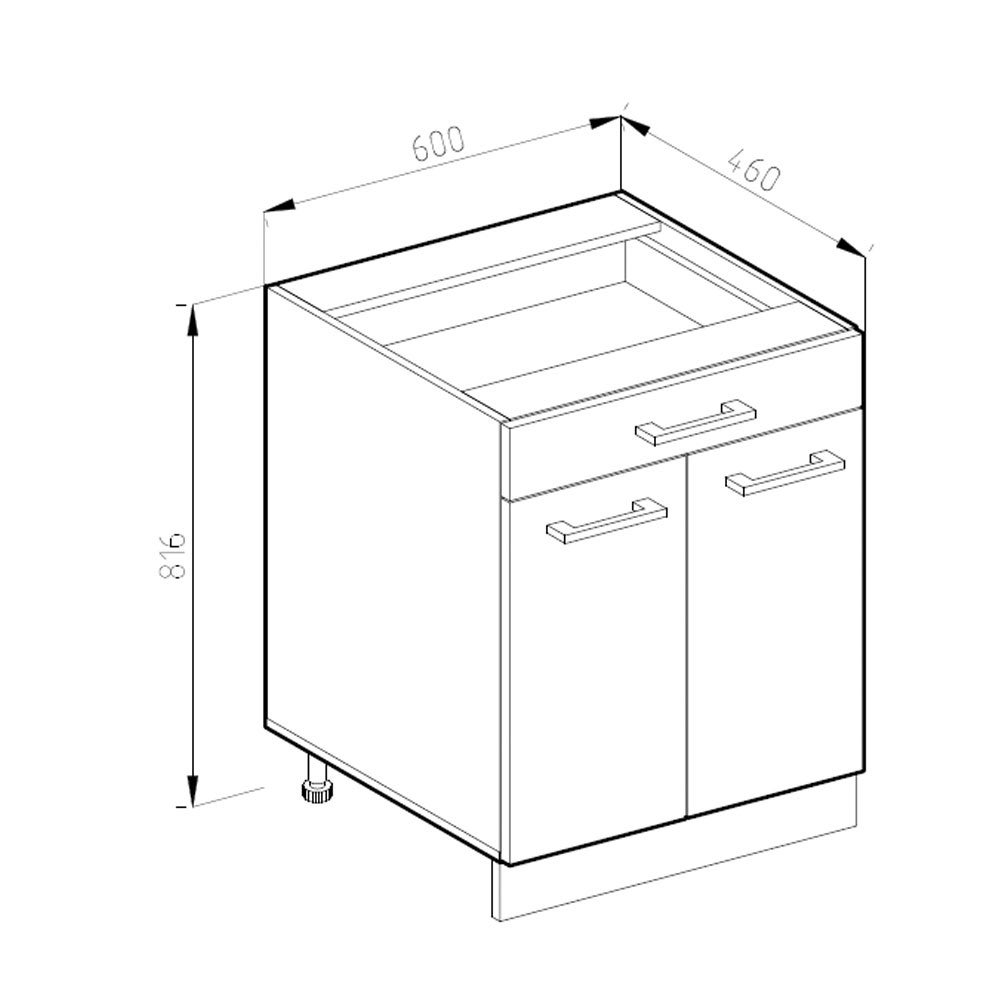 Vicco Meuble cuisine R-Line, Blanc, 60cm J-Shape, AP Anthracite - 3