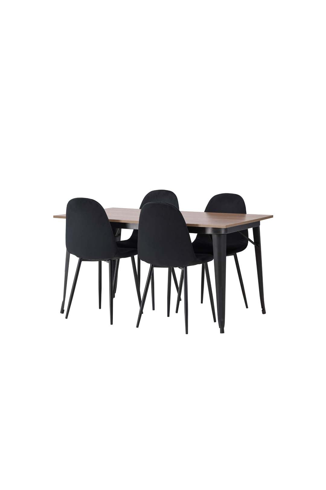 Ensemble Table Et 4 Chaises Pour Salle à Manger Sièges Rembourrées Cadre En Métal Noir 20 0006947 92634738