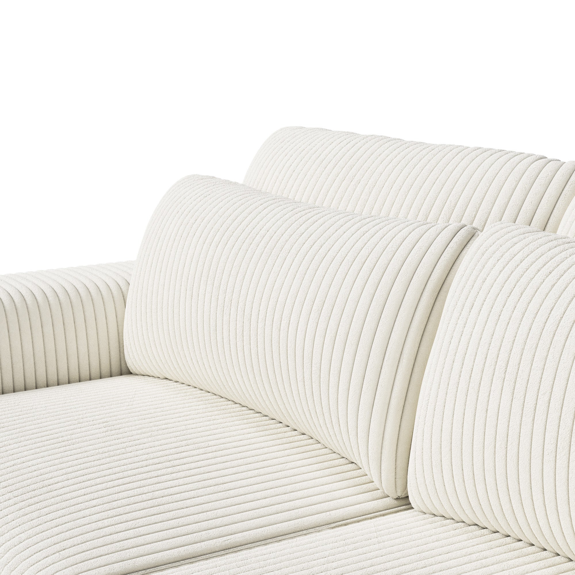 Canapé Convertible 2 Places en Velours Côtelé, Canapé Modulable Canapé d'angle Convertible pour Salon, Chambre, Beige(87.8 x188x 85 cm) - 6