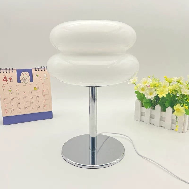 Lampe de table LED, lumière d'ambiance rétro en verre, lampe de bureau mignonne à intensité variable, lampe de chevet USB (blanc) - 5