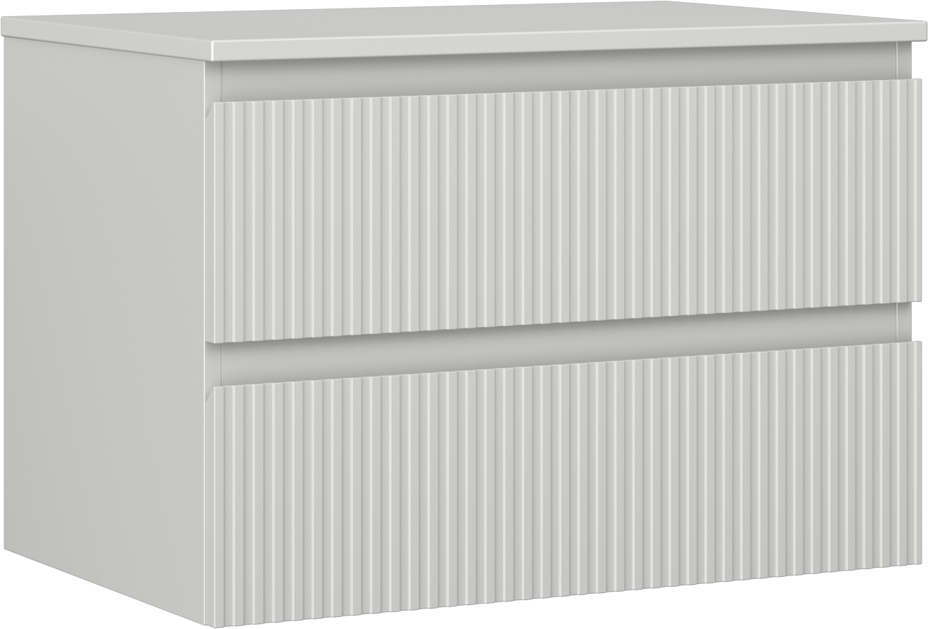 Mexen Rivel szafka łazienkowa podumywalkowa 70 cm z blatem, 2 szuflady, ryflowana , szara mat - 91A20-07047-2-BFFC62