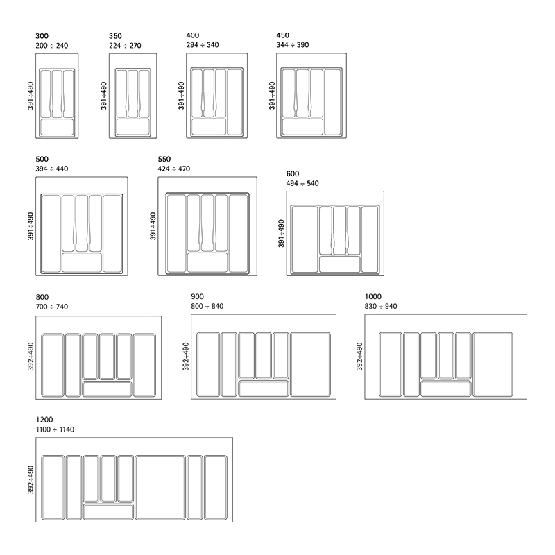 Ramasse-couverts en pvc gris - Décor : Gris - Largeur maxi : 740 mm - Largeur mini : 700 mm - 3