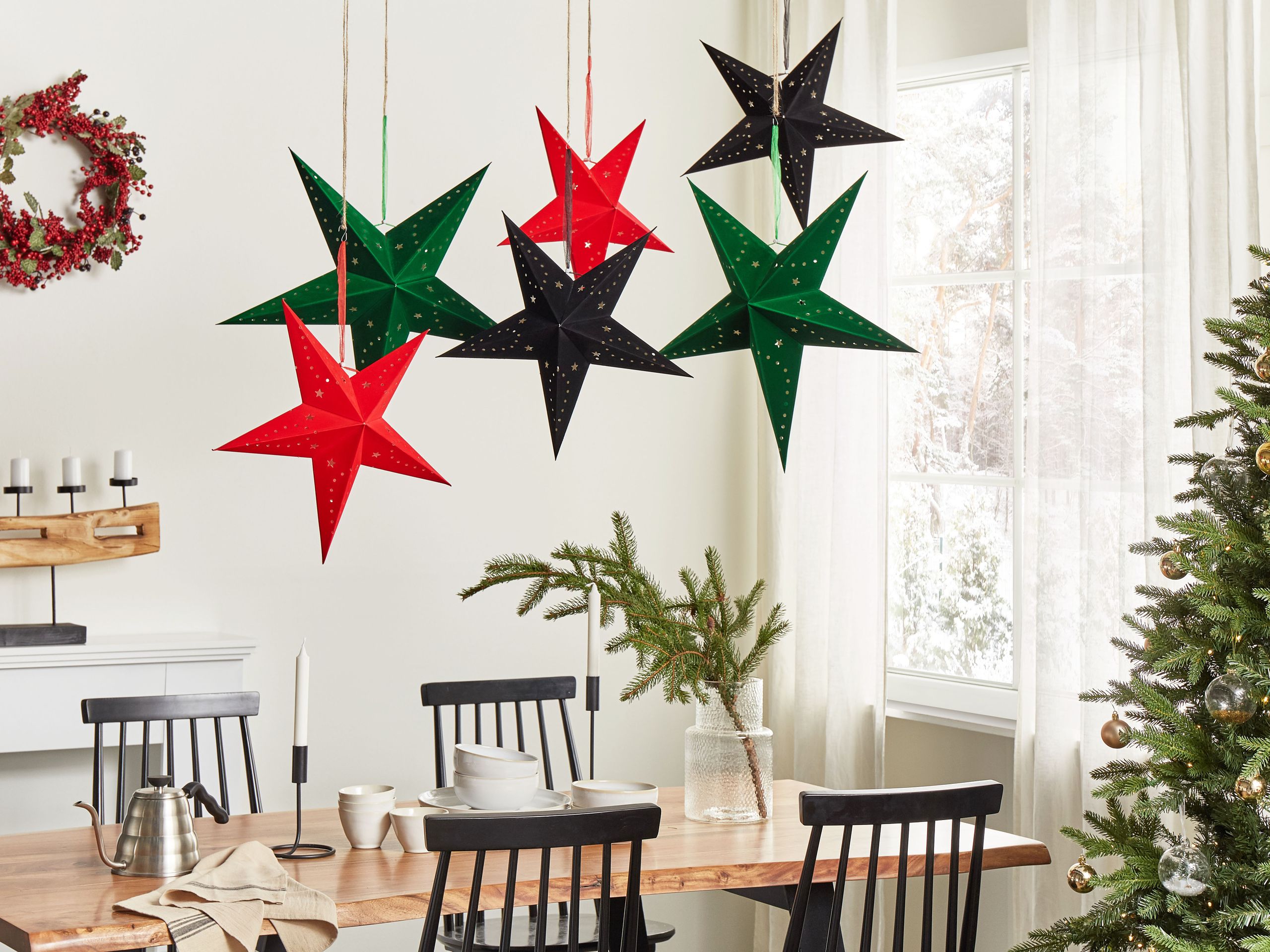 Set di 2 decorazioni da appendere stella MOTTI Carta 60 cm Verde smeraldo - 4