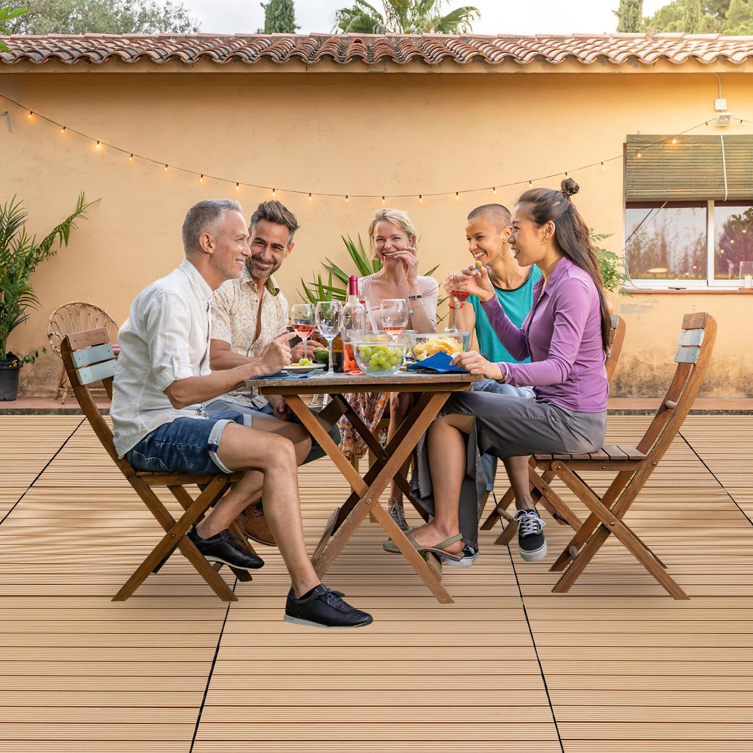 18 dalles de terrasse en WPC, 60 x 30 cm, à clipser pour jardin, 3 m², teck - 5