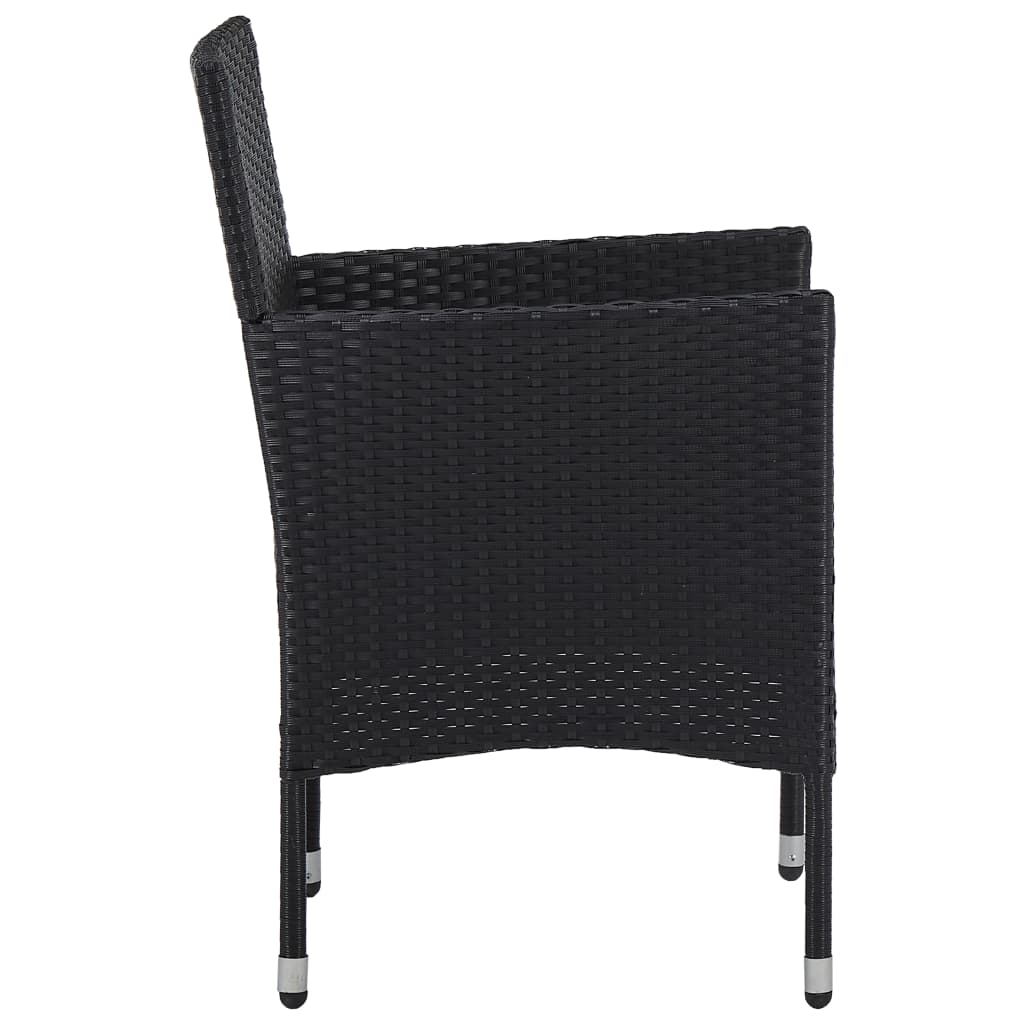 Ensemble à dîner de jardin 3 pcs Noir Résine tressée et acacia 3 - 8