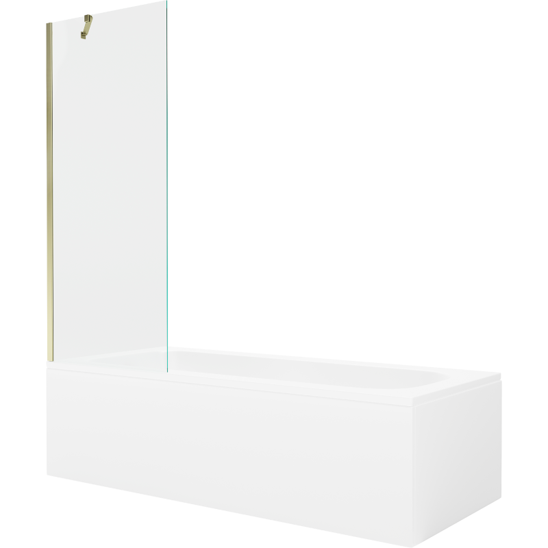 Mexen Vega wanna prostokątna 170 x 70 cm z obudową i parawanem 1-skrzydłowym 70 cm, transparent, złoty - 550117070X9507000050