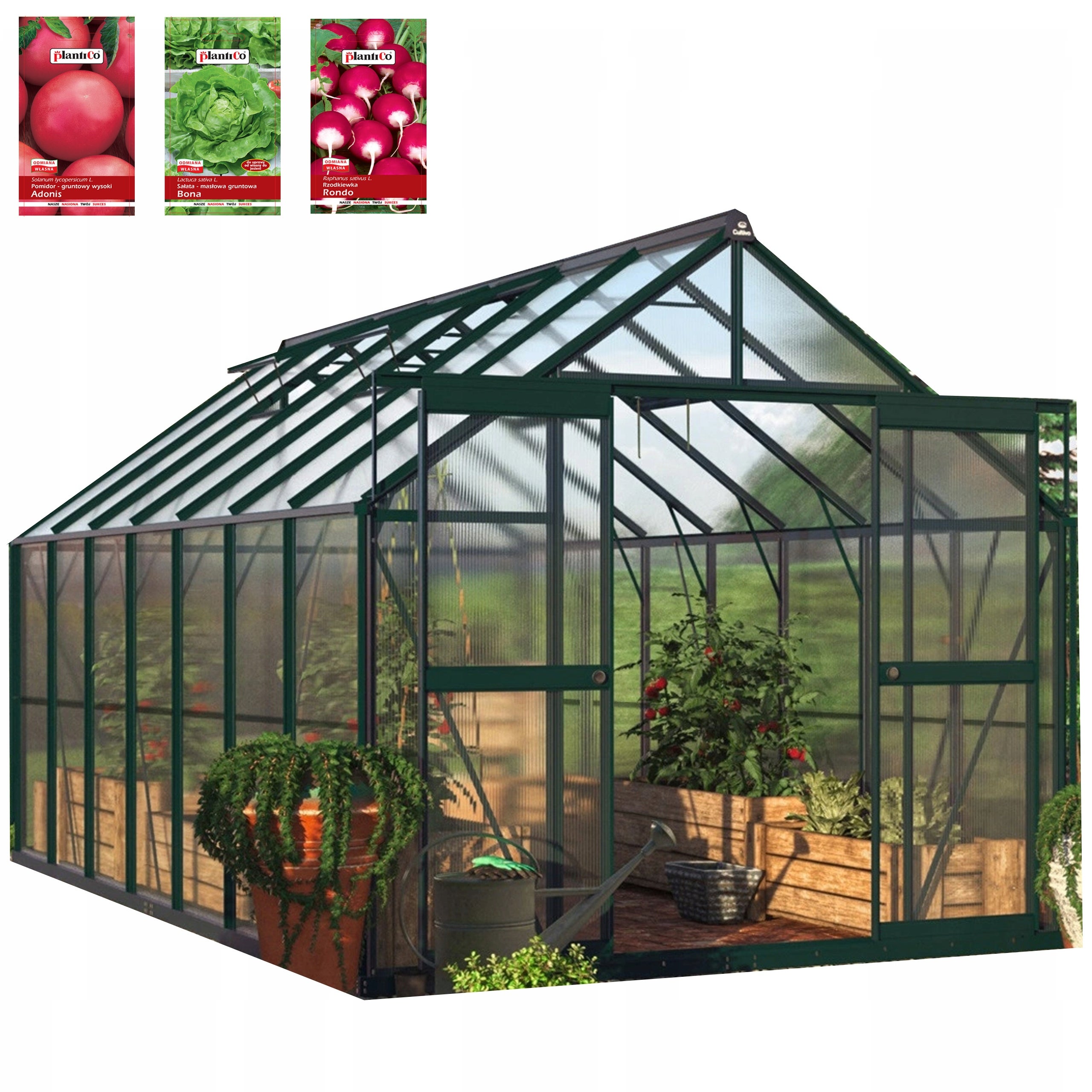 Szklarnia z Poliwęglanu Ogrodowa 3x4 Wsuwana Mocna 429x244cm 4x3 Zielona Cultivo 1 szt