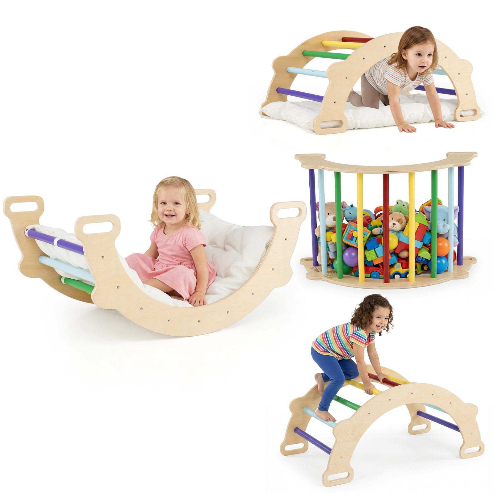 nmoiww Struttura da Arrampicata per Bambini 3 in 1, Scala da Arrampicata in Legno per Bambini con Cuscino Accogliente, Palestra da Gioco Montessori nmoiww Struttura da Arrampicata per Bambini 3 in 1, Scala da Arrampicata in Legno per Bambini con Cuscino Accogliente, Palestra da Gioco Montessori