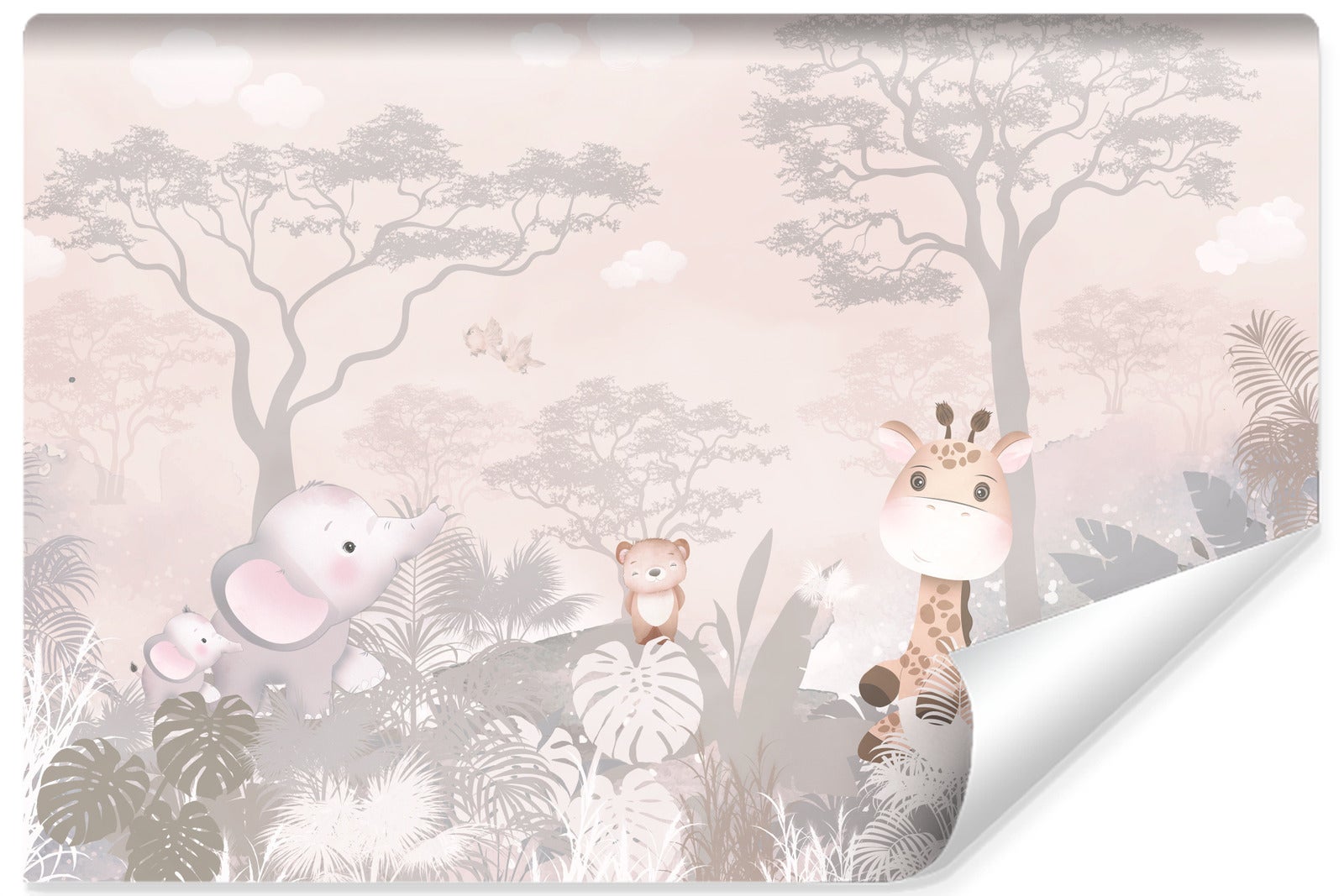 Vlieseline papel pintado foto para habitación infantil animales savana plantas 405cm x 270cm