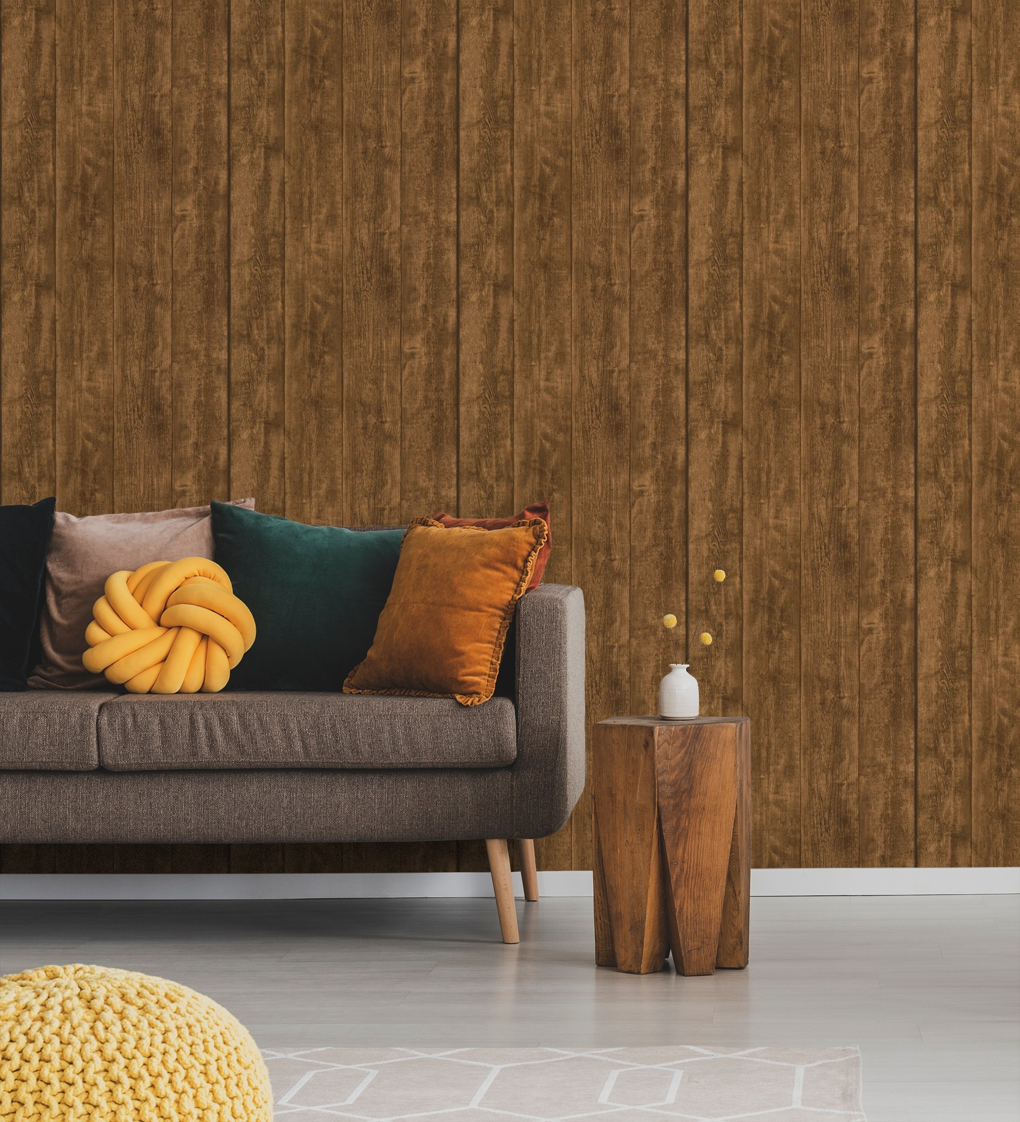 Papel pintado vinílico lavable efecto listones madera tablas vintage con relieve - capri 453149 de gaulan - rollo de 10 m x 0,53 m