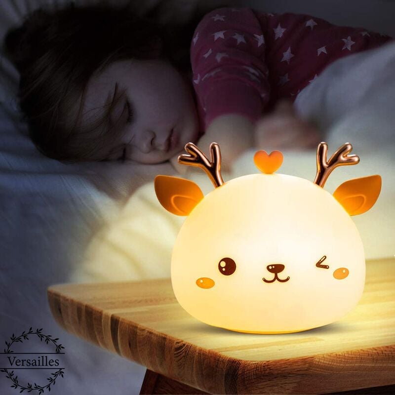 Luce Notturna LED Bambini Ricaricabile Silicone Telecomando Multicolore USB