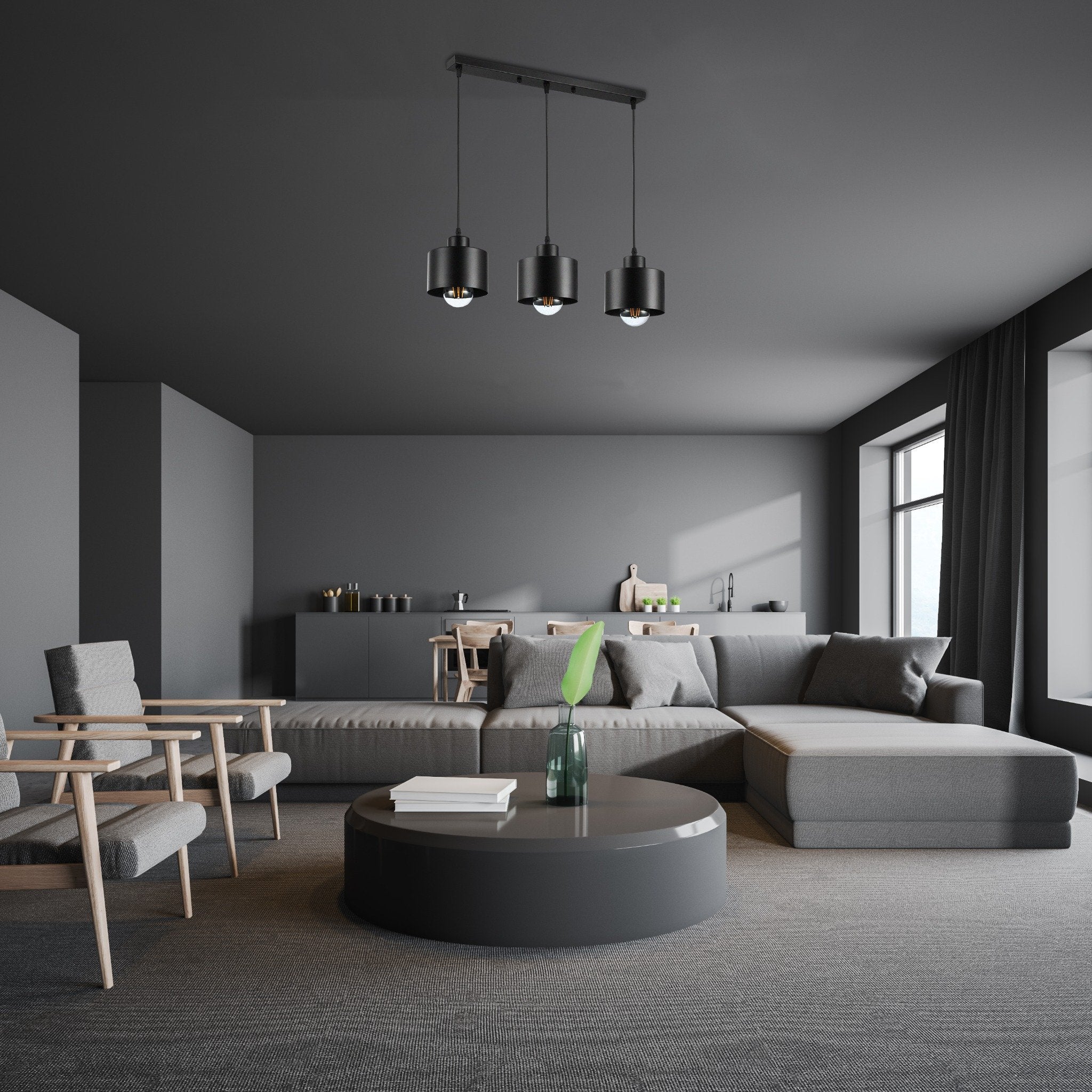 Lampa wisząca sufitowa Elza E27 3-punktowa 100 cm IP20 oprawa czarna MasterLED - 4