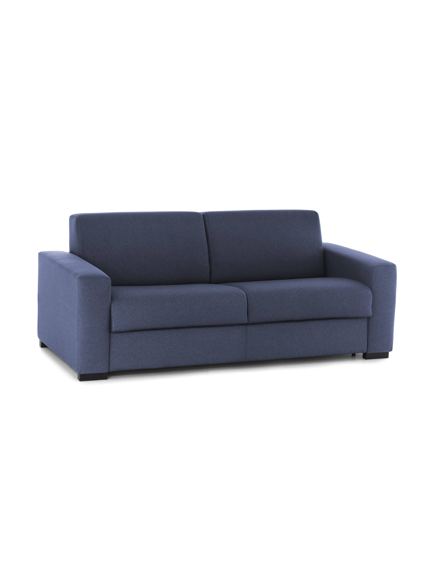 Sofá cama 2 plazas asimi, sofá de salón con apertura giratoria, tejido acolchado, reposabrazos estándar, 100% made in italy, 180x95h90 cm, azul
