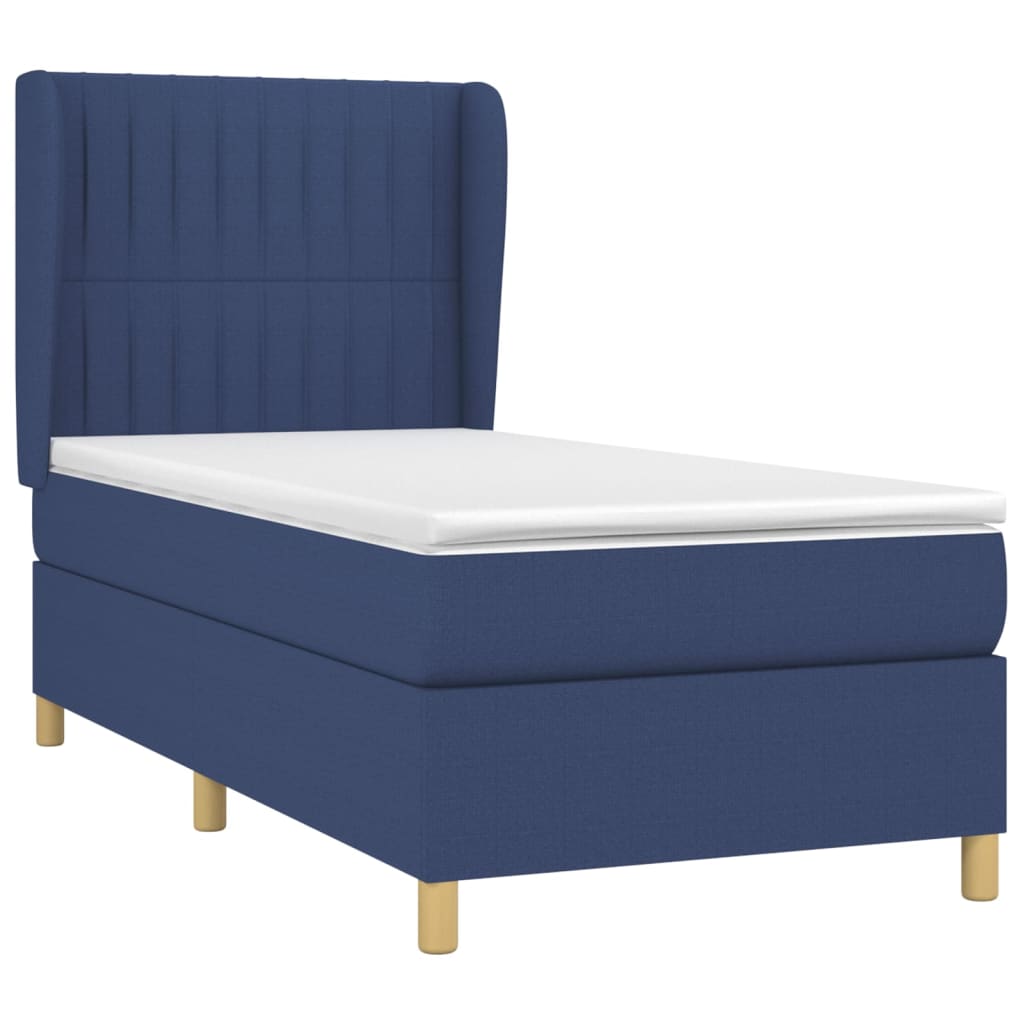 Sommier à lattes de lit avec matelas Bleu 100x200 cm Tissu — COMFORTXL - 3