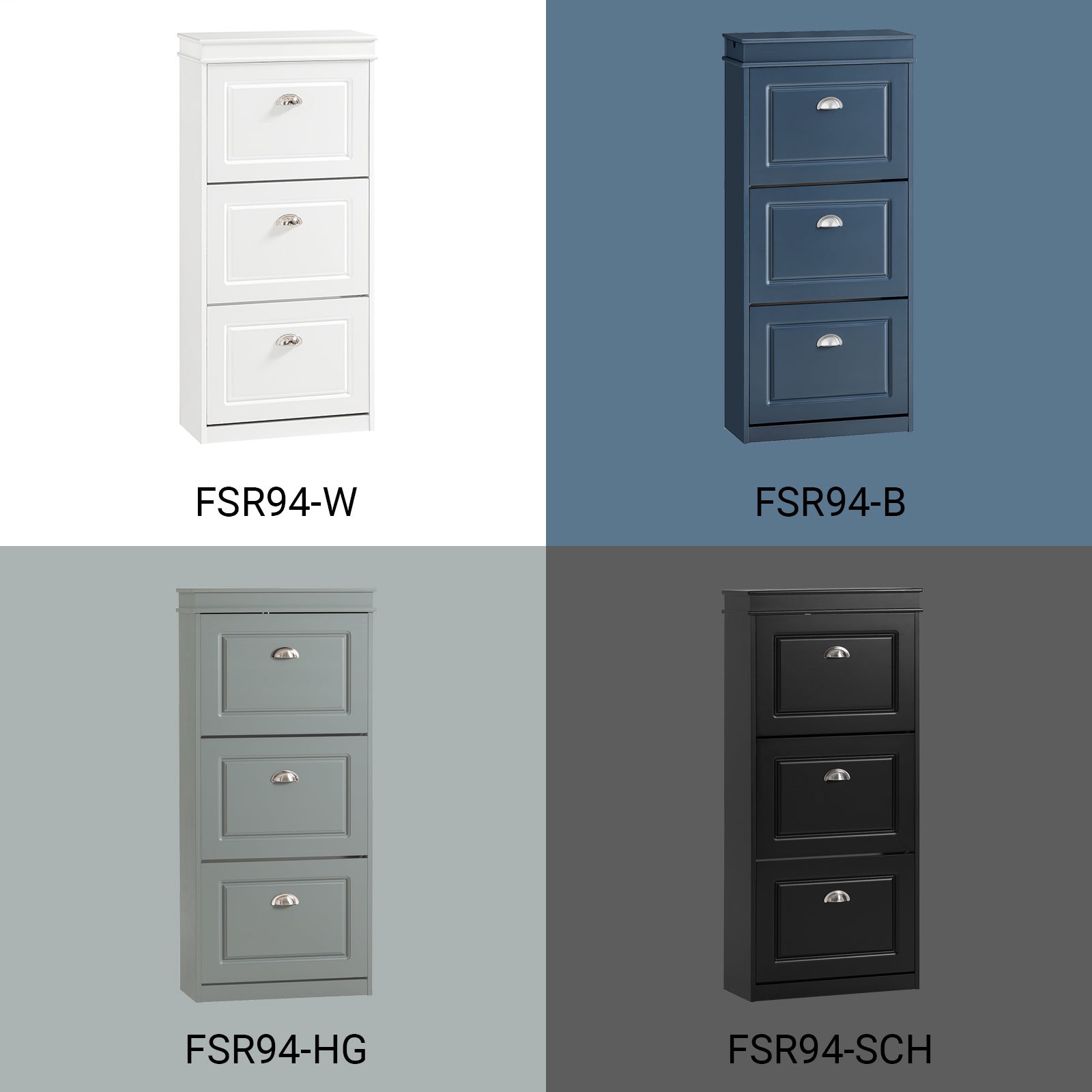 SoBuy Meuble à Chaussures Armoire à Chaussures avec 3 abattants, 12 Paires, Blanc, FSR94-W - 9