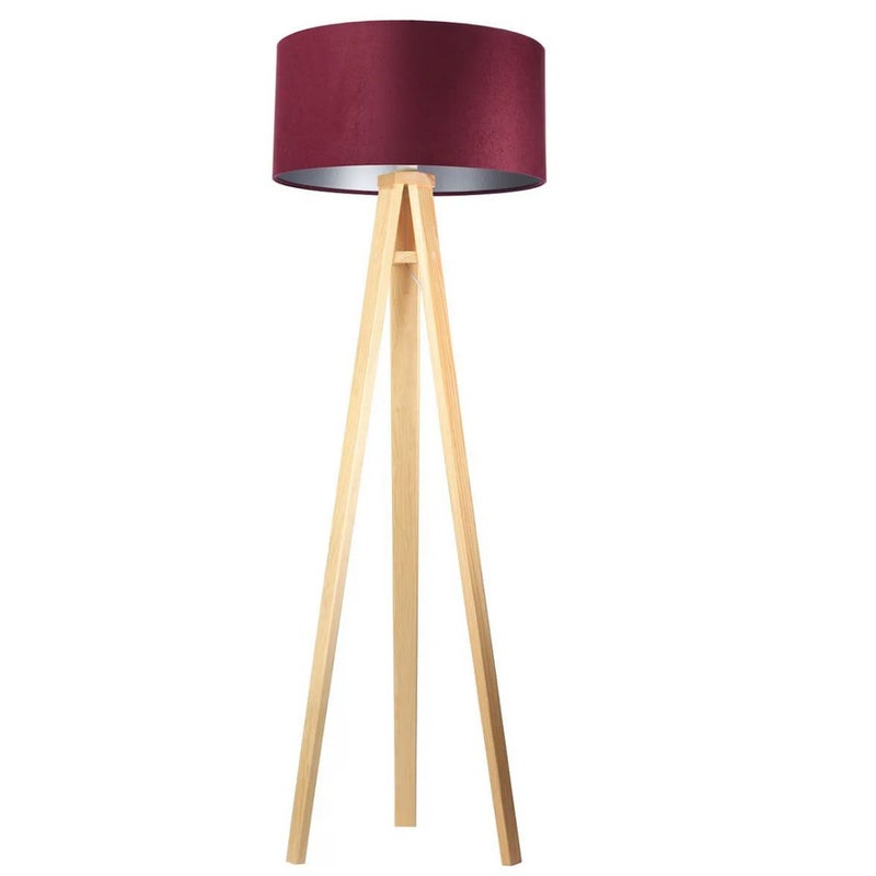 Lampa stojąca HOME 50 bordowa/srebrna/sosna