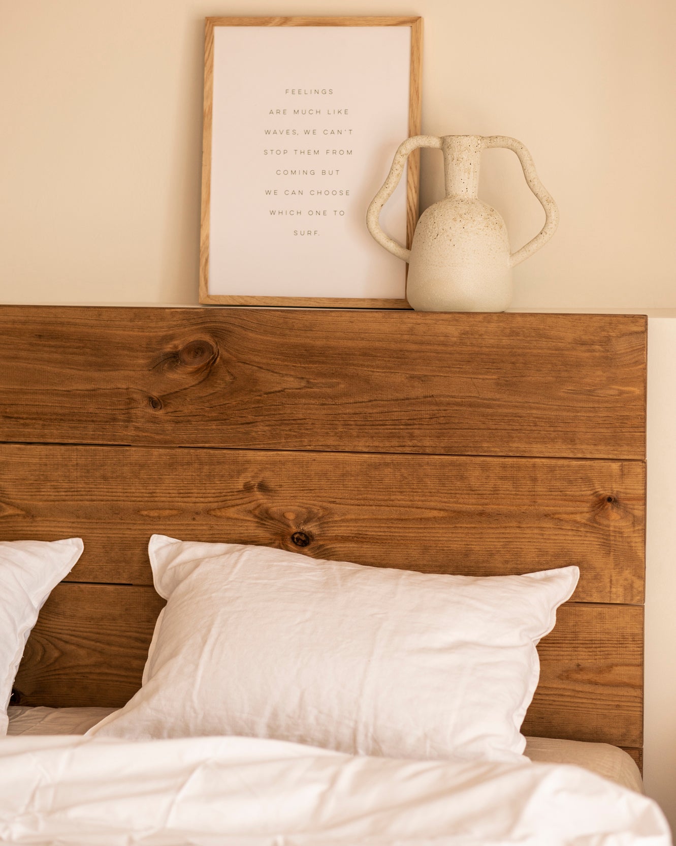 FLANDES - Tête de lit lames horizontales en bois chêne foncé 80x60cm - DECOWOOD - 4