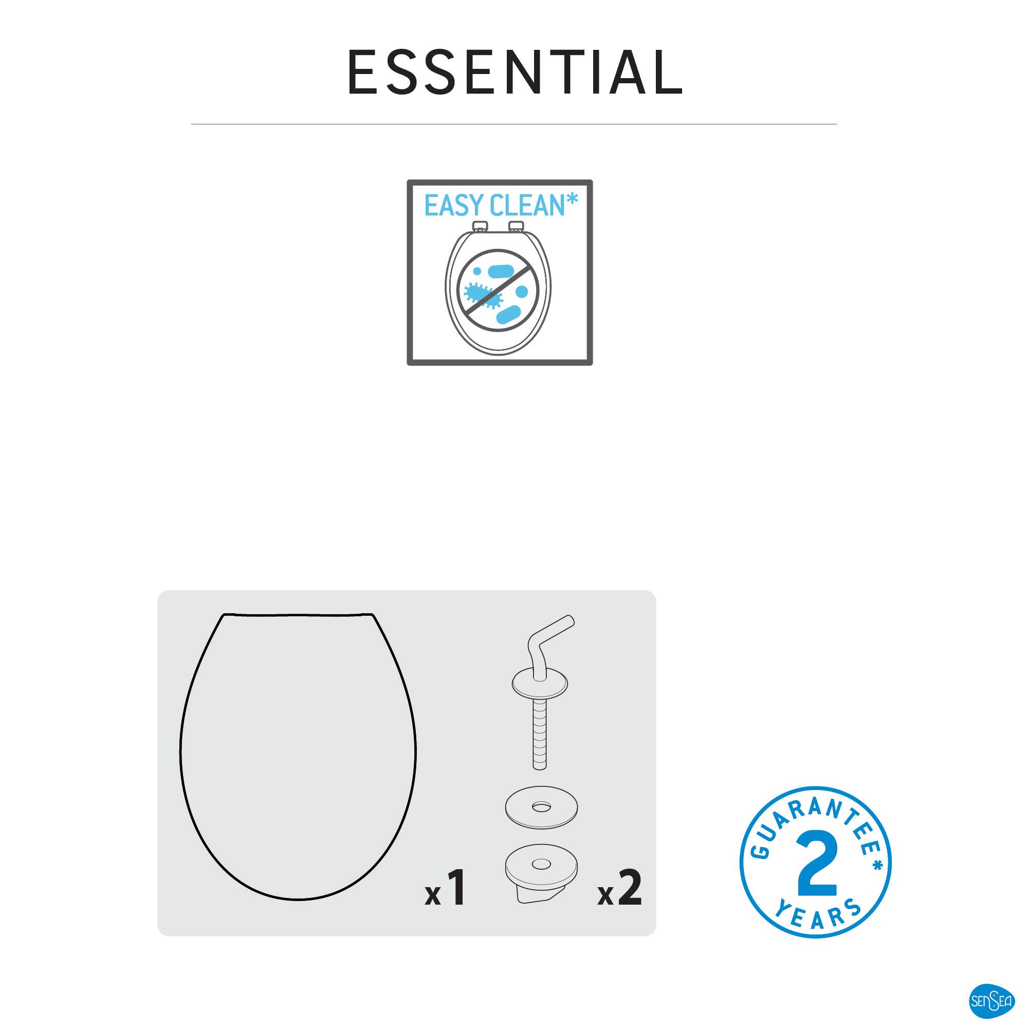 SENSEA - Deska sedesowa ESSENTIAL - owalna - tworzywo sztuczne termoelastyczne - czarna - wykończenie błyszczące - 6