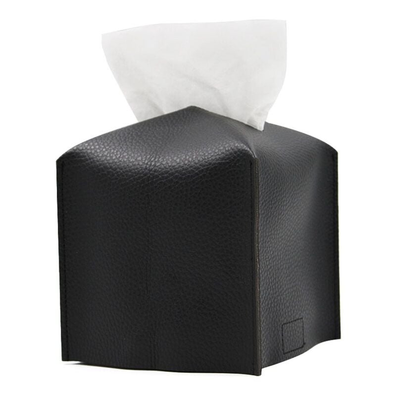 Pojemnik na chusteczki papierowe, kwadratowy z PU skórzanym, dyspenser papieru w rolce do lady łazienkowej, czarny.