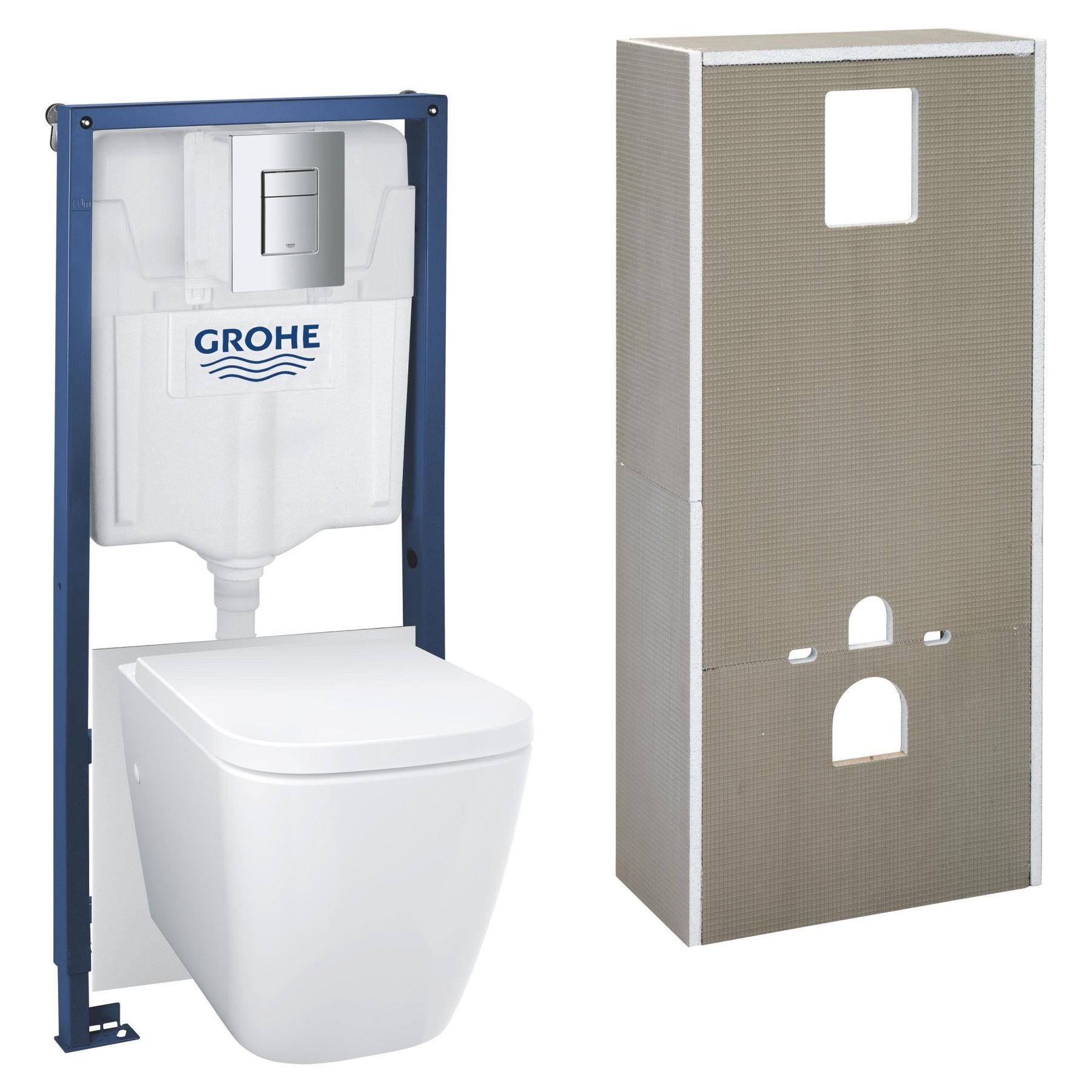 GROHE Pack WC suspendu Solido, cuvette sans bride, plaque de commade ...