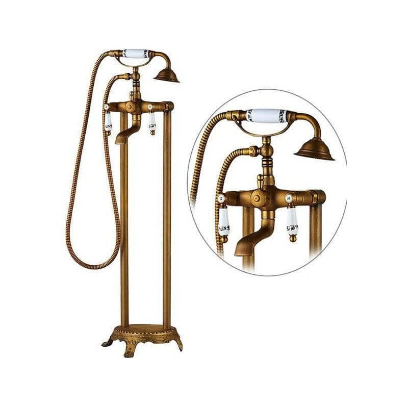 Valaz Robinet de baignoire autoportant à deux poignées au design rétro vintage - Série Mijares - 5