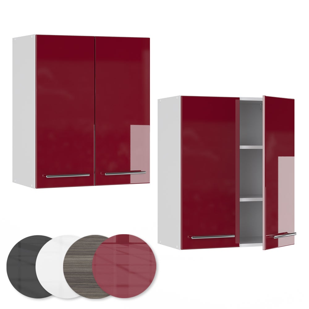 Vicco Elément haut de cuisine Fame-Line, Rouge bordeaux Haute brillance, 60cm - 5