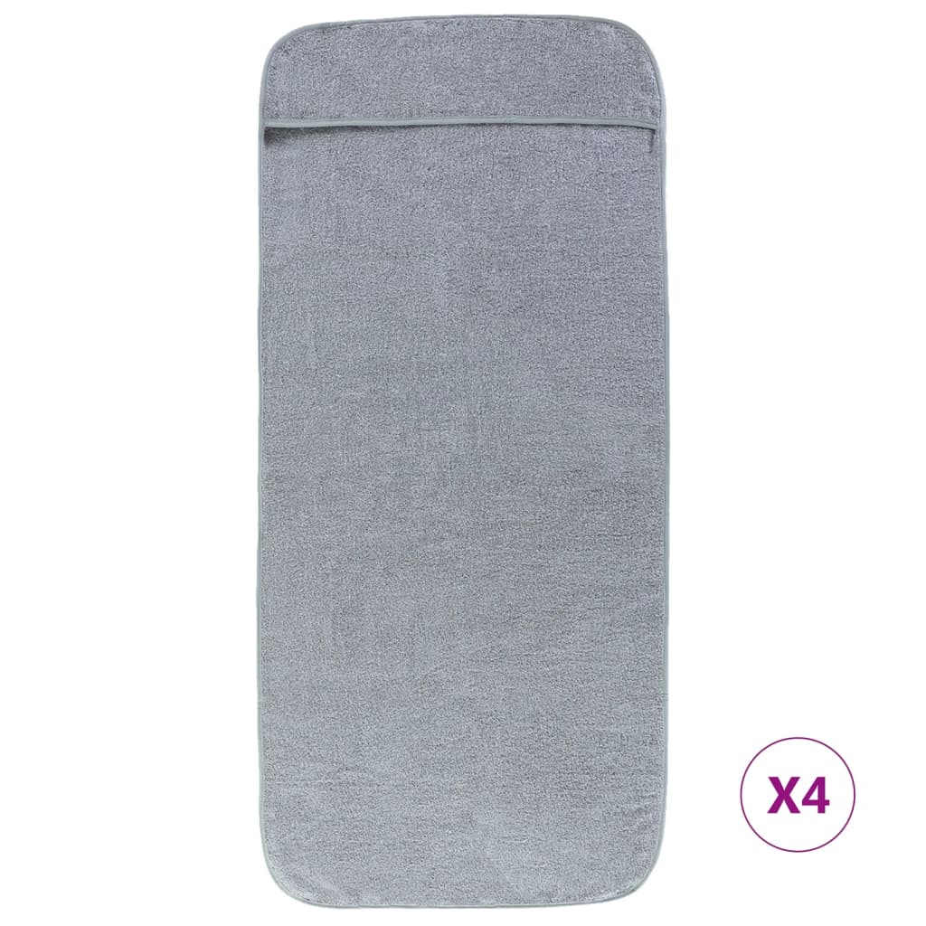 Serviettes de plage, 4 pièces, en tissu, grises, 400 g/m², 60 × 135 cm - 3