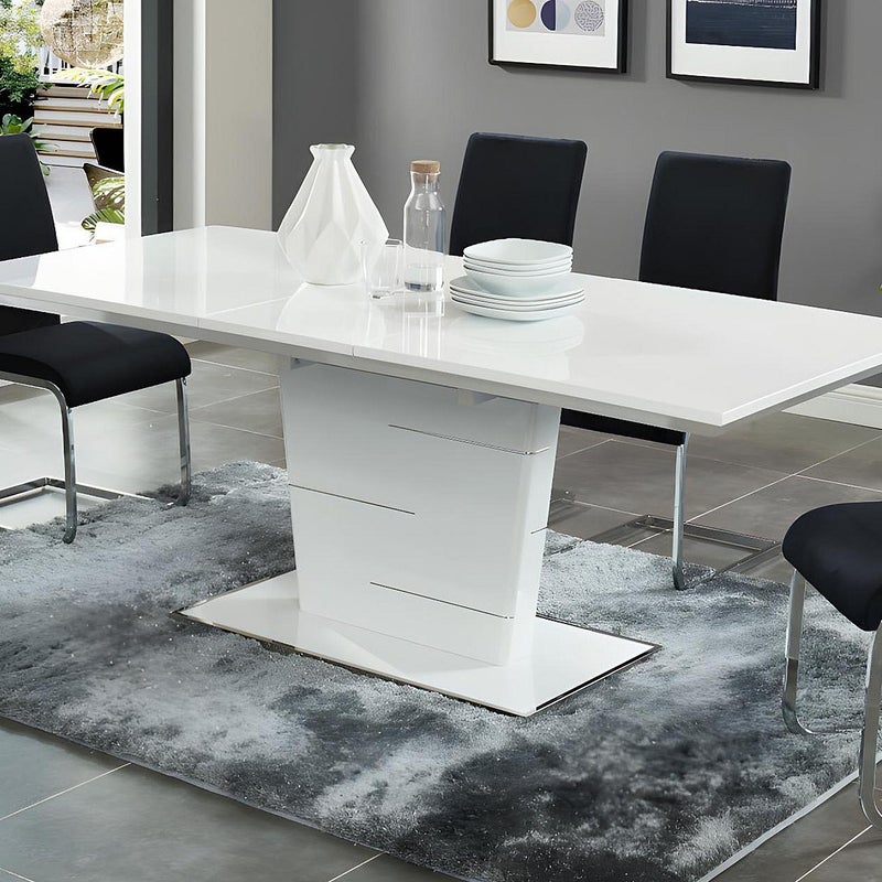 Rozkładany stół do jadalni AMELLE - 6 do 8 osób - MDF lakierowane na biało