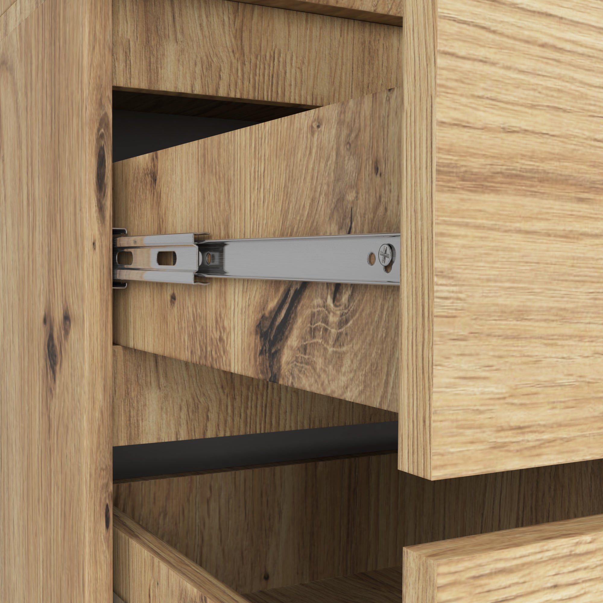 Armoire AKORD S90 avec miroir Chêne Artisan 90 cm 2 portes 2 tiroirs façade Chêne Artisan 4 étagères 90x51x180 cm - 4