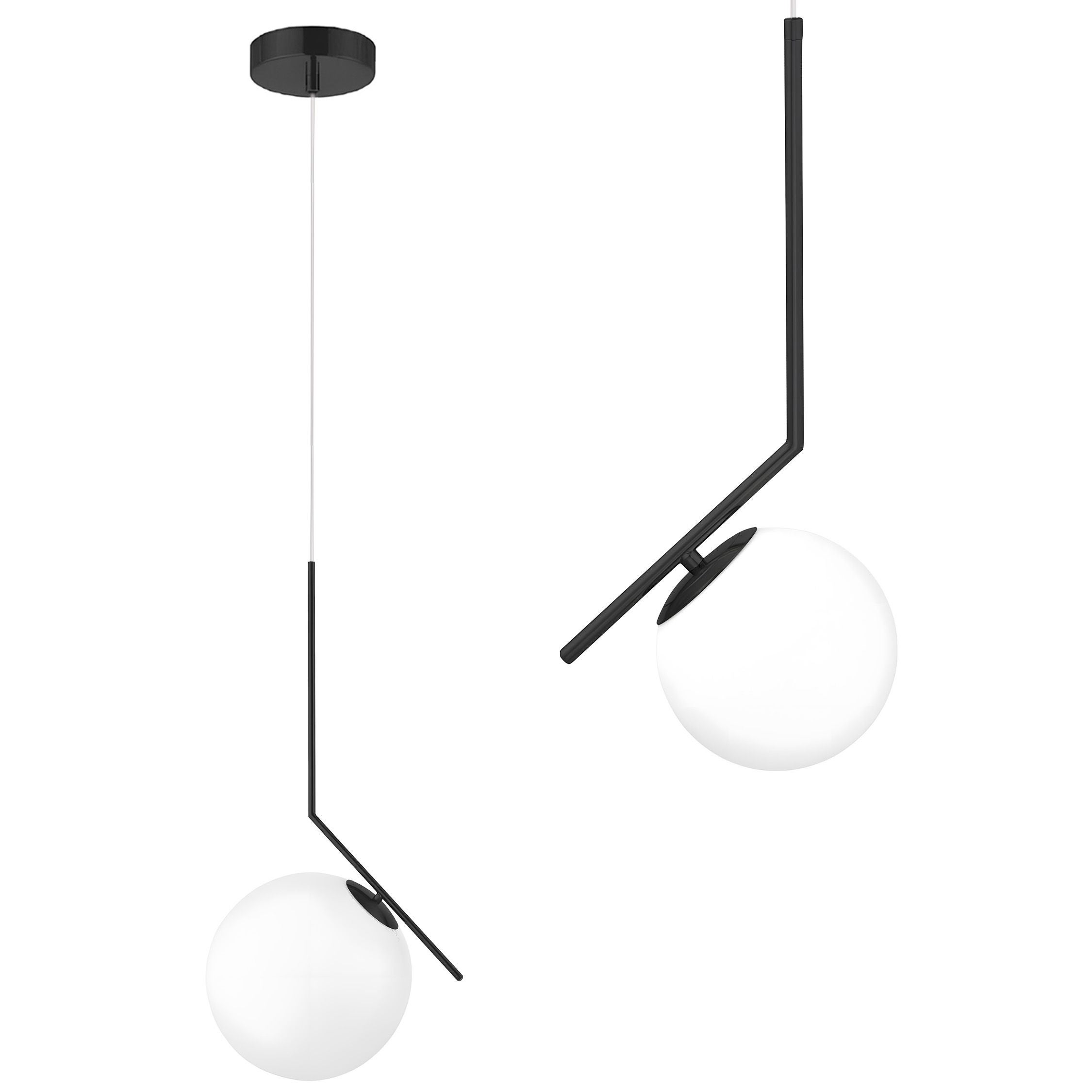 Lampa Sufitowa Wisząca Szklana Kula Toolight G107-1W Czarna Biała