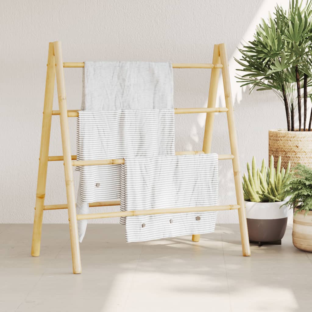 Porte-Serviettes Double Échelle En Bambou Naturel – Style Éco-Chic Pour Salle De Bain