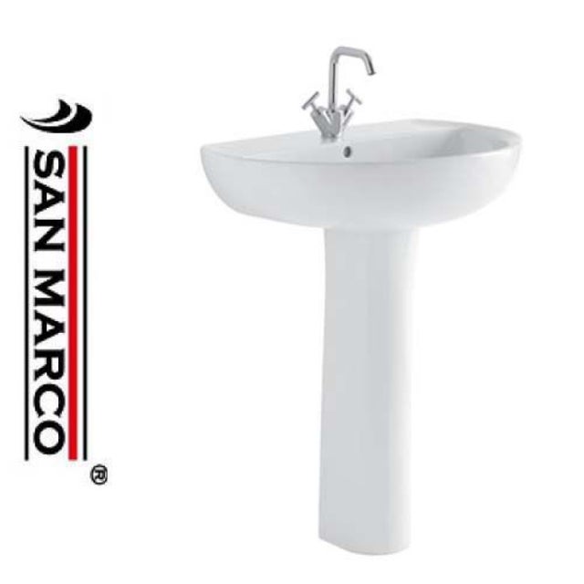 Lavabo bagno Geberit Colibr� 2 cm 65 con colonna > Con sifone di scarico