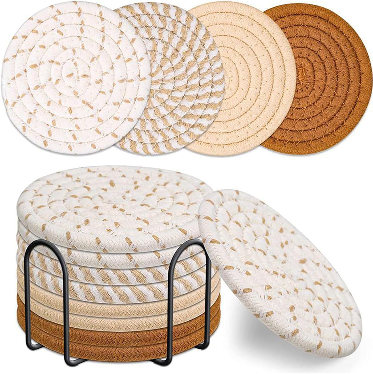 Set 6 Sottobicchieri In Pelle Naturale Marrone - Rotondi, Diametro 10 Cm, Resistenti Al Calore