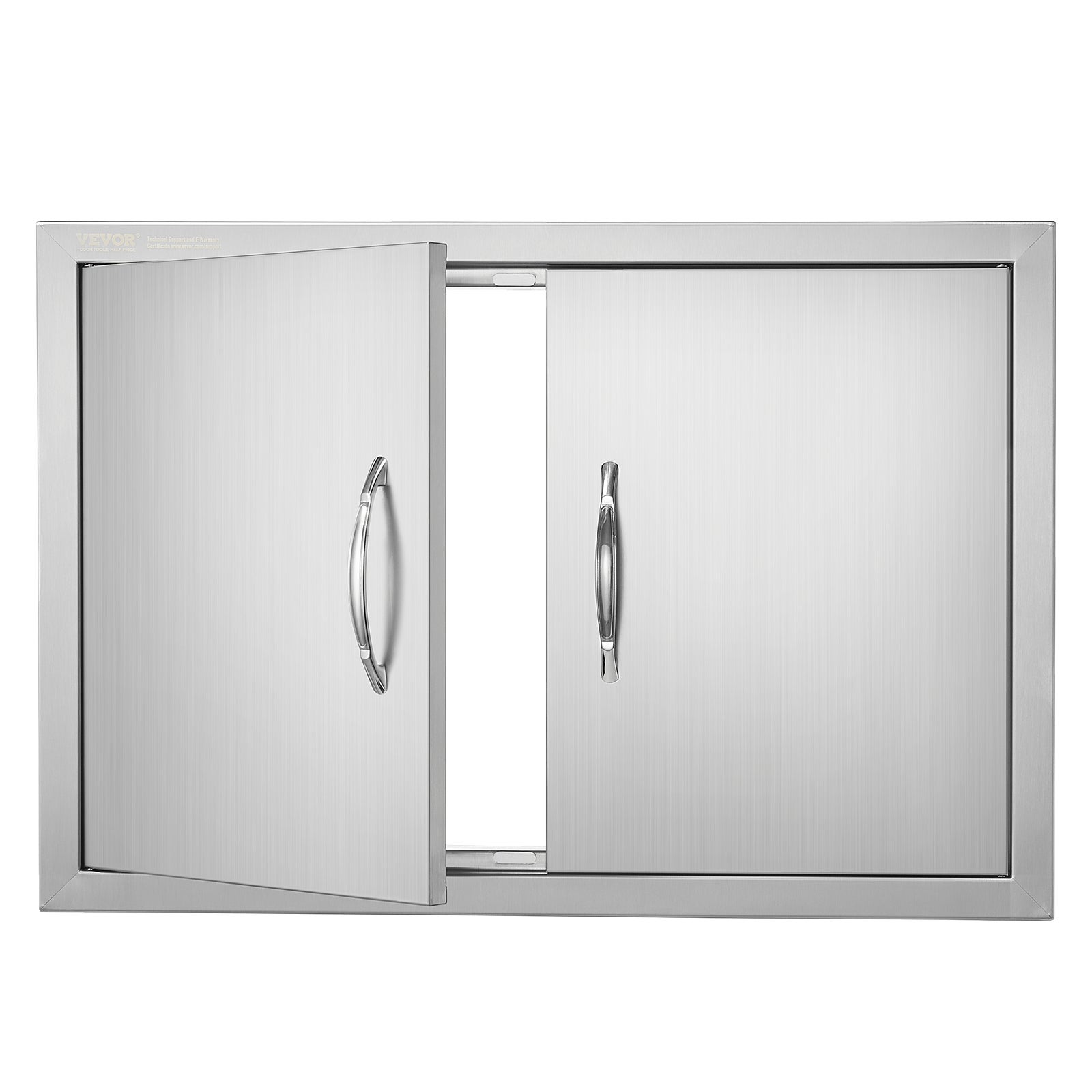 Drzwi dostępowe do grilla VEVOR, 711 x 482 mm, podwójne zewnętrzne drzwi kuchenne, drzwi ze stali nierdzewnej montowane podtynkowo, pionowe drzwi ście