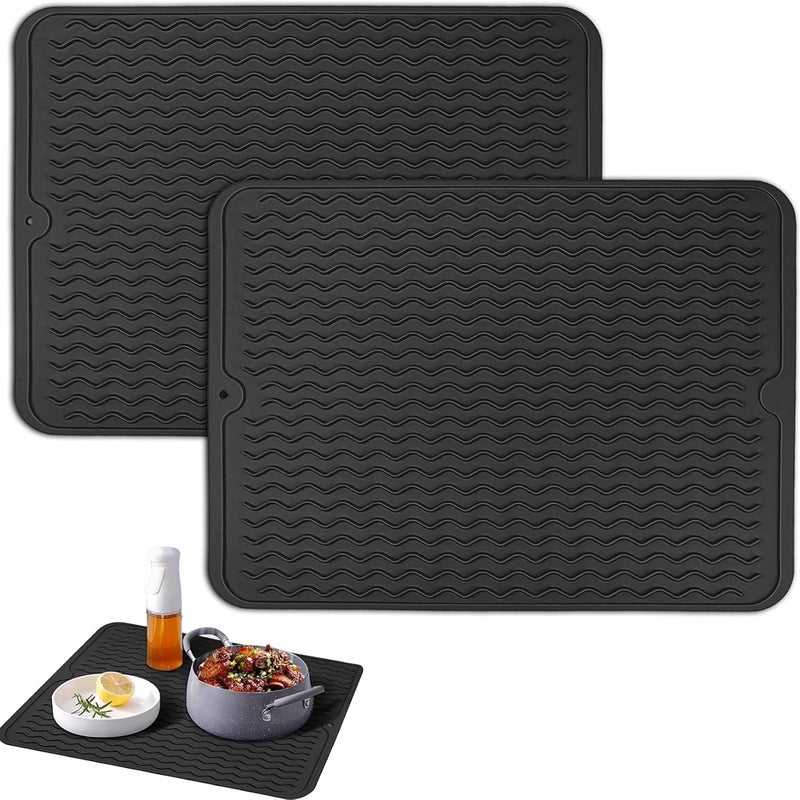 2-częściowa silikonowa mata do suszenia naczyń, 40x30 cm, mata do ociekania naczyń, antypoślizgowa mata do ociekania naczyń, mata do ociekania w kuchn